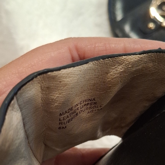 Michael Kors Black Leather Slide Sandals with Gold Logo - Picture 4 of 5